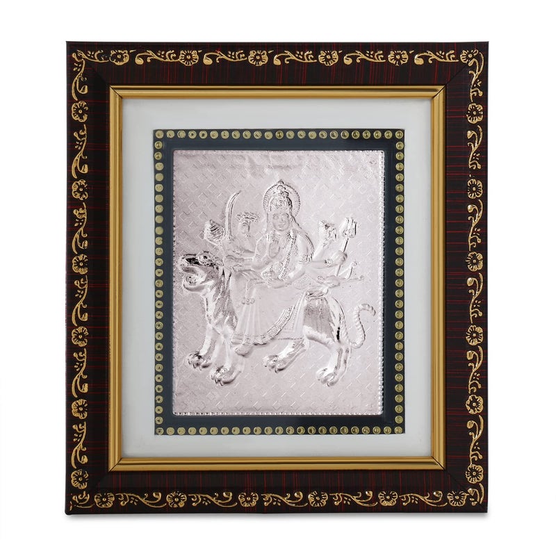 Osasbazaar Pure Silver Durga Mata Photo Frame Ambe Mata Photo Frame 99 Purity Certified