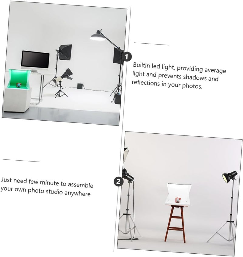 40cm Portable Mini Photography Light Box Tent with Adjustable LED Lighting, Folding Shooting Cube with 6 Color Backdrops for Product Photography - Image 5