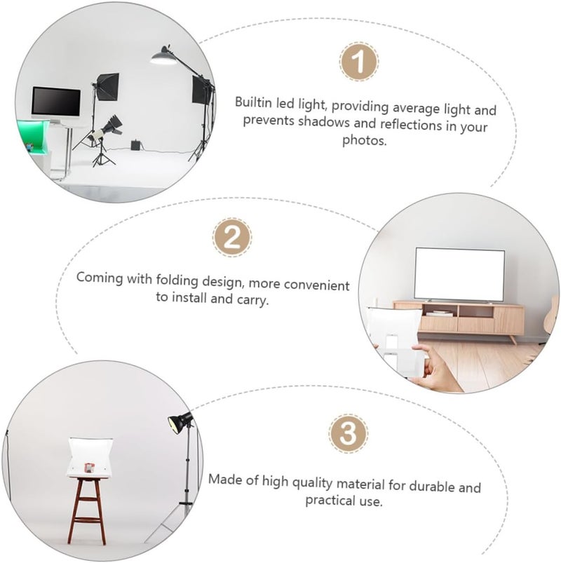 40cm Portable Mini Photography Light Box Tent with Adjustable LED Lighting, Folding Shooting Cube with 6 Color Backdrops for Product Photography - Image 3