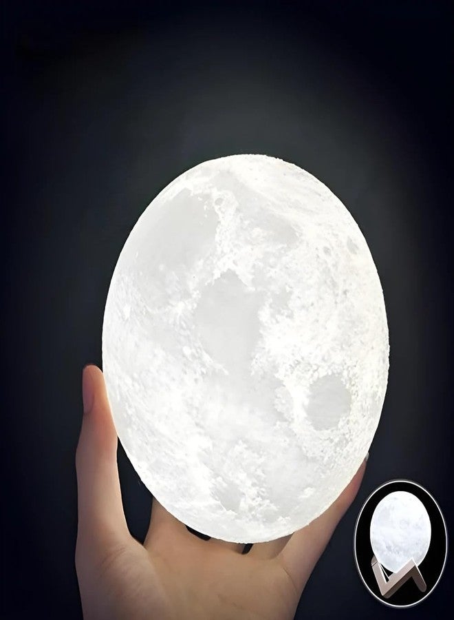 Drumstone 𝟏𝟓 𝐘𝐞𝐚𝐫𝐬 𝐆𝐮𝐚𝐫𝐚𝐧𝐭𝐞𝐞, decorative moon globe lamp 9 inch, soothing warm glow for kids room and home office décor, stable wooden stand, compact footprint, simple setup - Image 3