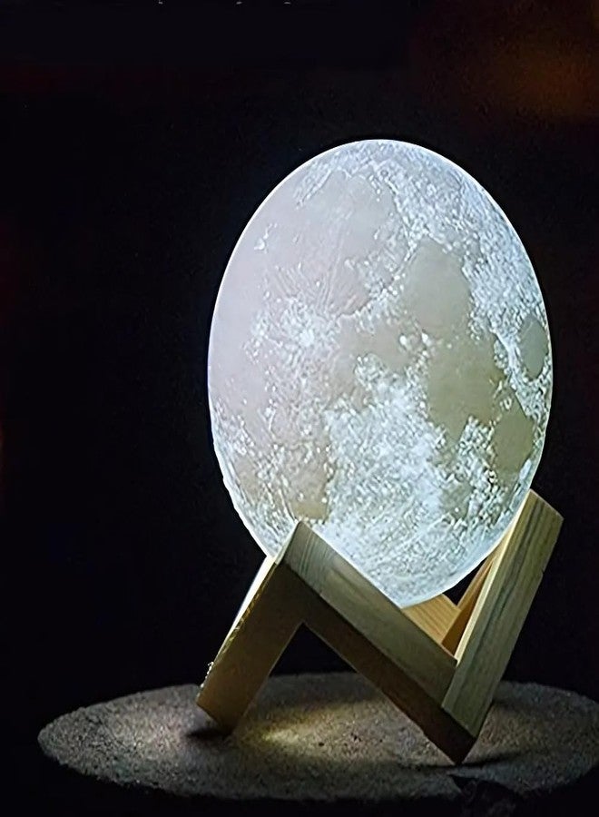 Drumstone 𝟏𝟓 𝐘𝐞𝐚𝐫𝐬 𝐆𝐮𝐚𝐫𝐚𝐧𝐭𝐞𝐞, decorative moon globe lamp 9 inch, soothing warm glow for kids room and home office décor, stable wooden stand, compact footprint, simple setup - Image 4