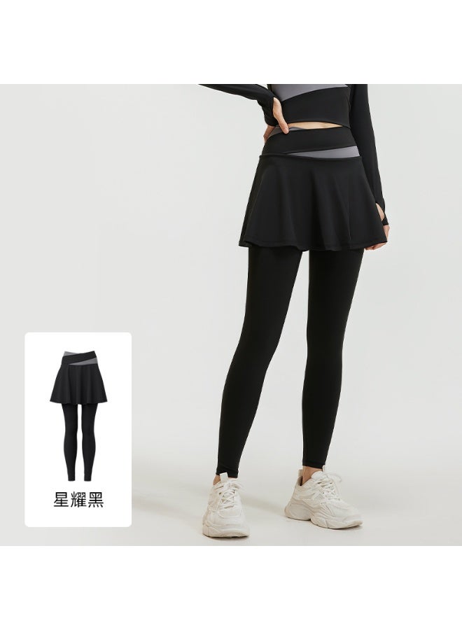 Women Yoga Tenis Skirts High Waist Fake Two Pieces Sports Leggings Fitness Gym Quick-Dry Skirt Athletic Running Legging - Image 1