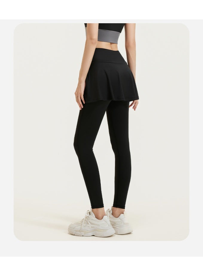Women Yoga Tenis Skirts High Waist Fake Two Pieces Sports Leggings Fitness Gym Quick-Dry Skirt Athletic Running Legging - Image 3