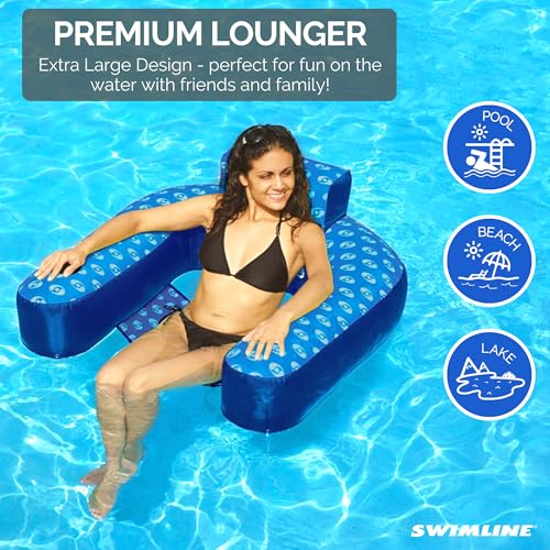 SWIMLINE SOLSTICE Extra-Large Fabric Covered U-Seat Pool Float U-Seat Lounger Raft For Adults & Kids I Comfortable Sling Seat, Back Rest, Cup Holder, & Quick-Dry Cover For Adult Or Kid Floating - Image 3