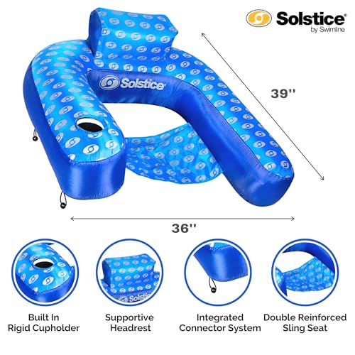 SWIMLINE SOLSTICE Extra-Large Fabric Covered U-Seat Pool Float U-Seat Lounger Raft For Adults & Kids I Comfortable Sling Seat, Back Rest, Cup Holder, & Quick-Dry Cover For Adult Or Kid Floating - Image 4