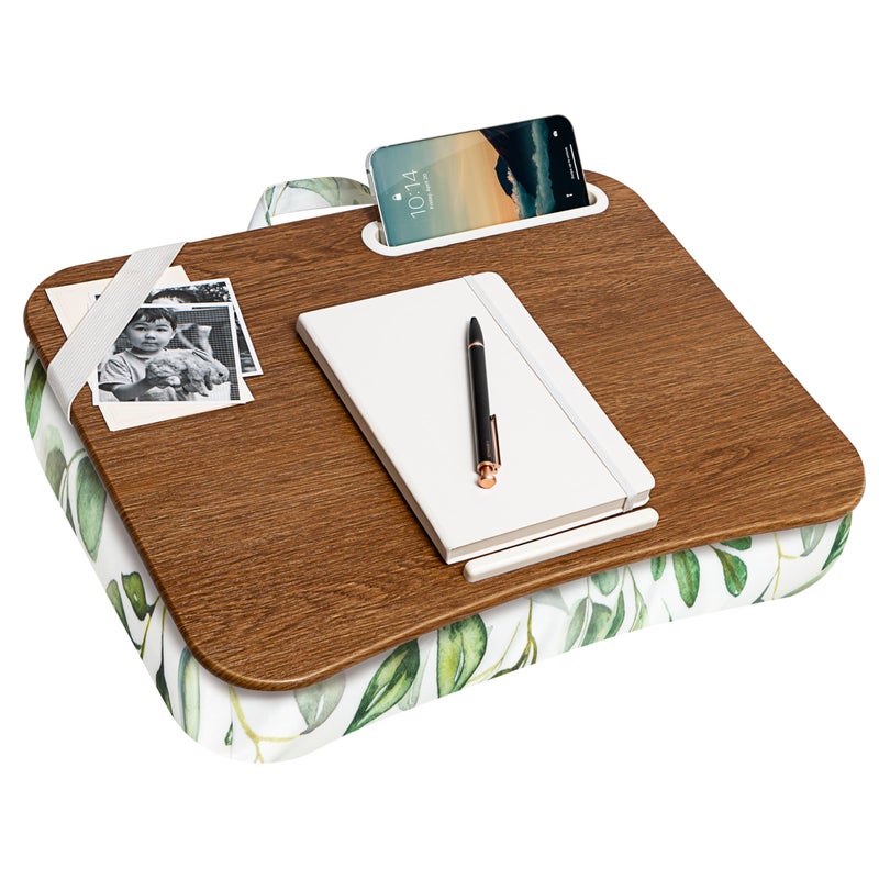 LAPGEAR Designer Lap Desk with Phone Holder and Device Ledge - Watercolor Leaves - Fits up to 15.6 Inch Laptops - Style No. 45412 - Image 1