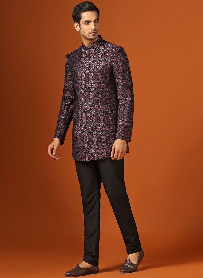 KISAH طقم شيرواني ضيق باندغالا مزخرف للرجال من كيساه - Image 5