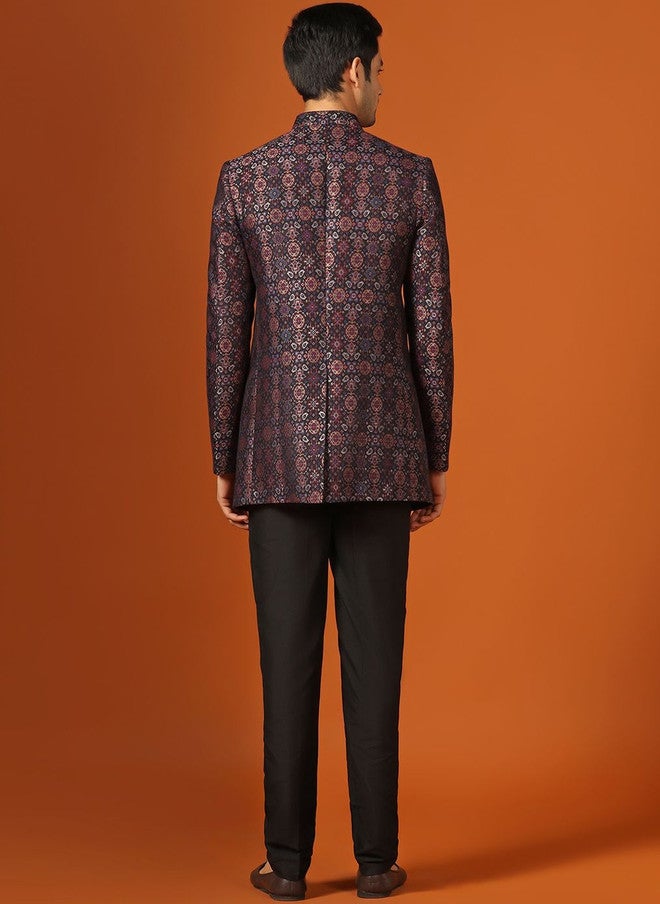 KISAH طقم شيرواني ضيق باندغالا مزخرف للرجال من كيساه - Image 4