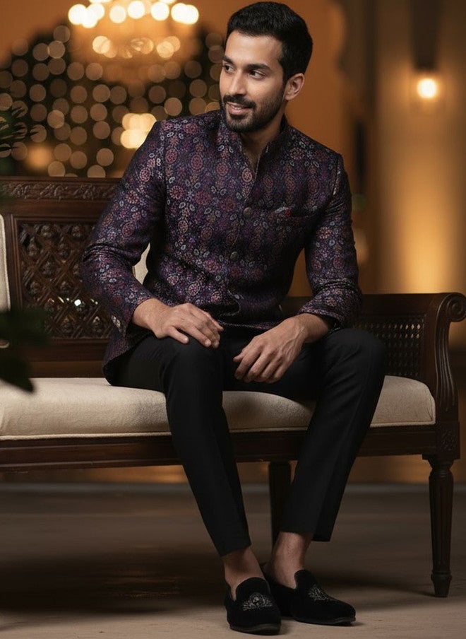 KISAH طقم شيرواني ضيق باندغالا مزخرف للرجال من كيساه - Image 1