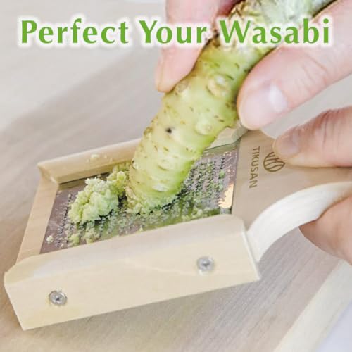 TIKUSAN Japanese Wooden Wasabi Grater (Wasabi Oroshi) for Ginger and Garlic with Bamboo Brush Made in Japan - Image 3
