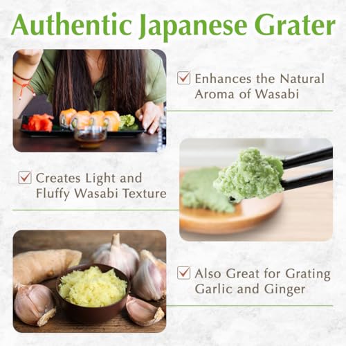 TIKUSAN Japanese Wooden Wasabi Grater (Wasabi Oroshi) for Ginger and Garlic with Bamboo Brush Made in Japan - Image 4