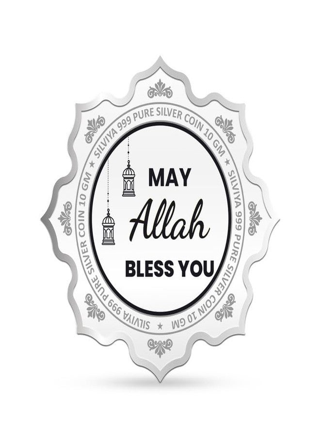 Silviya BIS Hallmarked Eid 999 Pure Silver Coin (10g) Lotus Shape: Islamic Festival Gift - Ramadan Mubarak - Religious Souvenir - Image 3