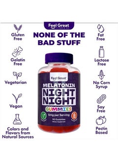 Feel Great 365 Feel Great Adult Melatonin Gummy | Strawberry Flavored Vegan Gummy| Melatonin 5 MG | Sleep Aid for Adults | 45 Day Supply  - Image 2
