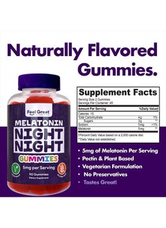 Feel Great 365 Feel Great Adult Melatonin Gummy | Strawberry Flavored Vegan Gummy| Melatonin 5 MG | Sleep Aid for Adults | 45 Day Supply  - Image 3