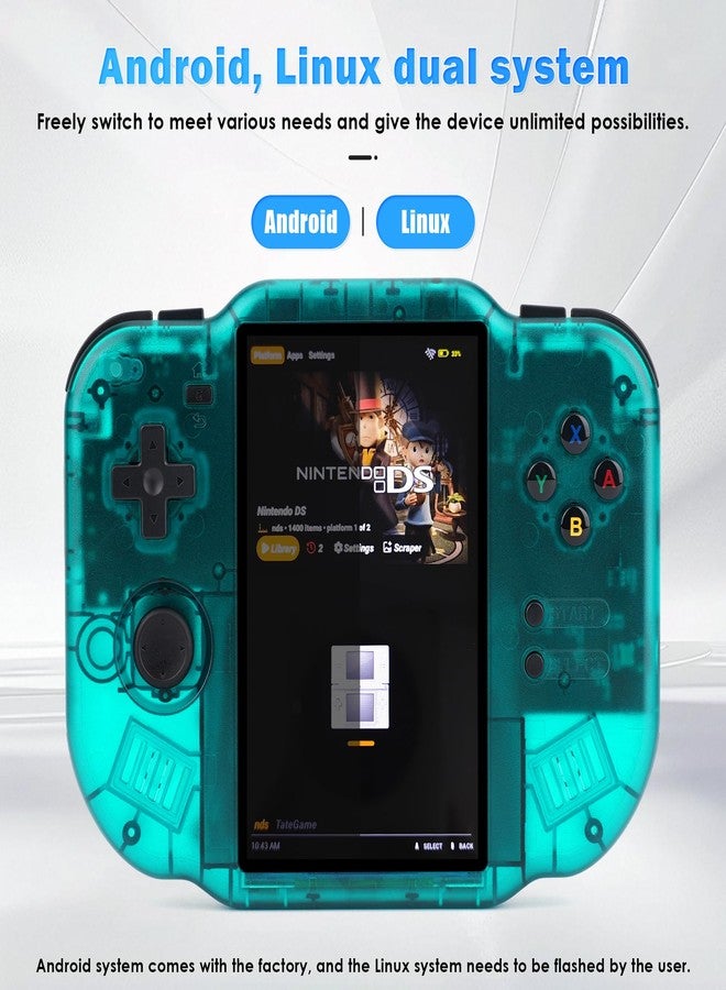 AMPOWN MagicX Zero 40 Retro Handheld Game Console , 3.4 Inch IPS Screen Linux System Sunken Dual Joystick Built-in 64G TF Card Handheld Emulator Support 4.2G WiFi Bluetooth TV Output(Green) - Image 5