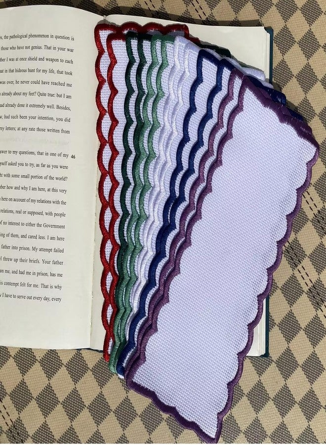 Max Stitch 12pcs 16ct Cotton aida Fabric Holiday Color Edged DIY Bookmarks,Bulk Blank Cross Stitch needlwork Craft Supply Bookmark to Cross Stitch - Image 1