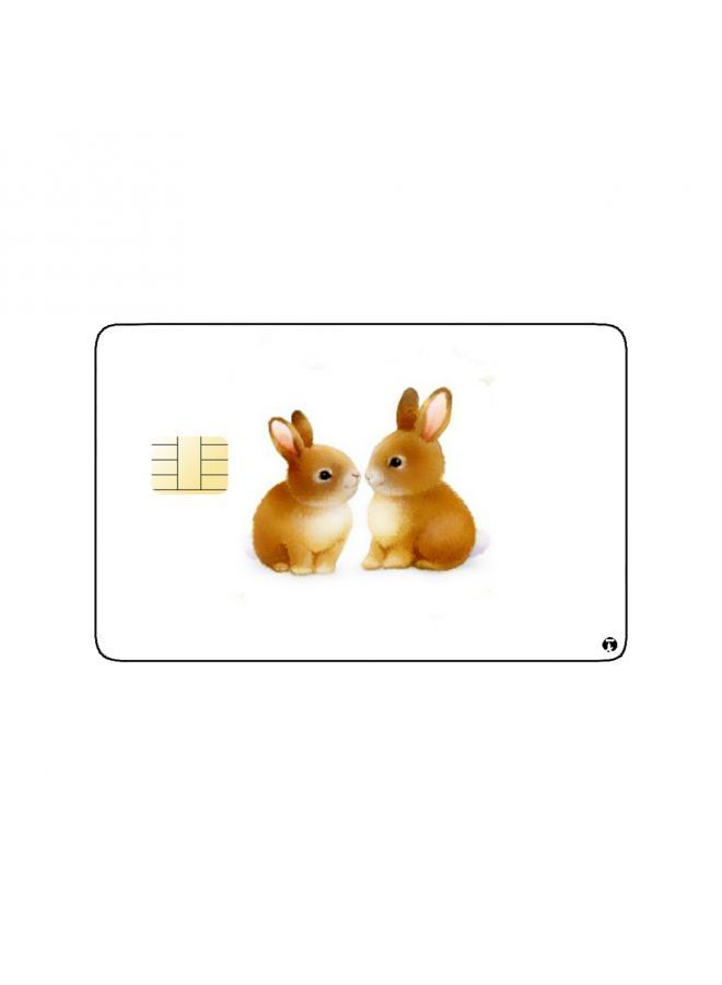 RKN PRINTED BANK CARD STICKER Cute Brown Rabbits Drawing - Image 1