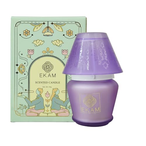 EKAM Scented Frost Glass Lampshade Candle | Lavender Scented Candle | Luxury Fragrances| Ideal for Home Decor, Aromatherapy & Gifting | 22 Hours Burn time |114 g - Image 3