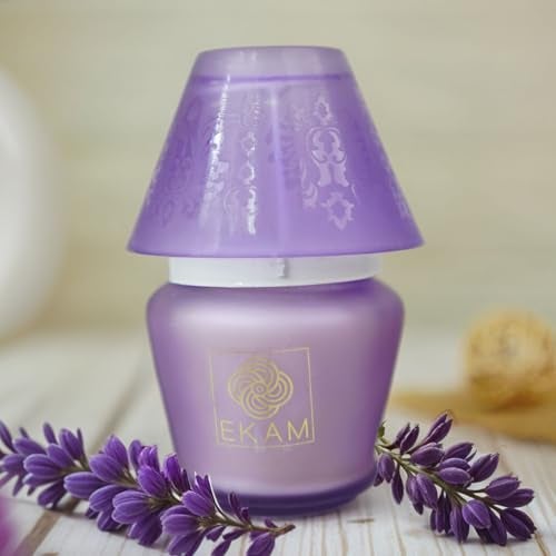 EKAM Scented Frost Glass Lampshade Candle | Lavender Scented Candle | Luxury Fragrances| Ideal for Home Decor, Aromatherapy & Gifting | 22 Hours Burn time |114 g - Image 1