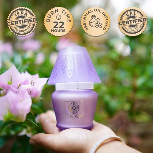 EKAM Scented Frost Glass Lampshade Candle | Lavender Scented Candle | Luxury Fragrances| Ideal for Home Decor, Aromatherapy & Gifting | 22 Hours Burn time |114 g - Image 2