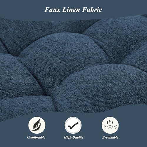 FlyGulls Bench Cushion for Indoor Furniture 48x19 inch Rectangle Bench Seat Cushion for Bay Window Entryway Bench Thick Textured Chair Cushion with Non-Slip Backing 1 Pack, Navy - Image 3