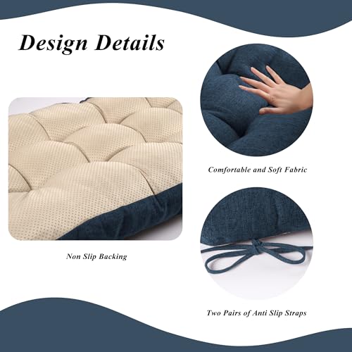 FlyGulls Bench Cushion for Indoor Furniture 48x19 inch Rectangle Bench Seat Cushion for Bay Window Entryway Bench Thick Textured Chair Cushion with Non-Slip Backing 1 Pack, Navy - Image 4