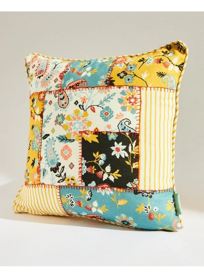 Chumbak Pixel Paisley Patchwork 16" Cushion Cover - Set of 3