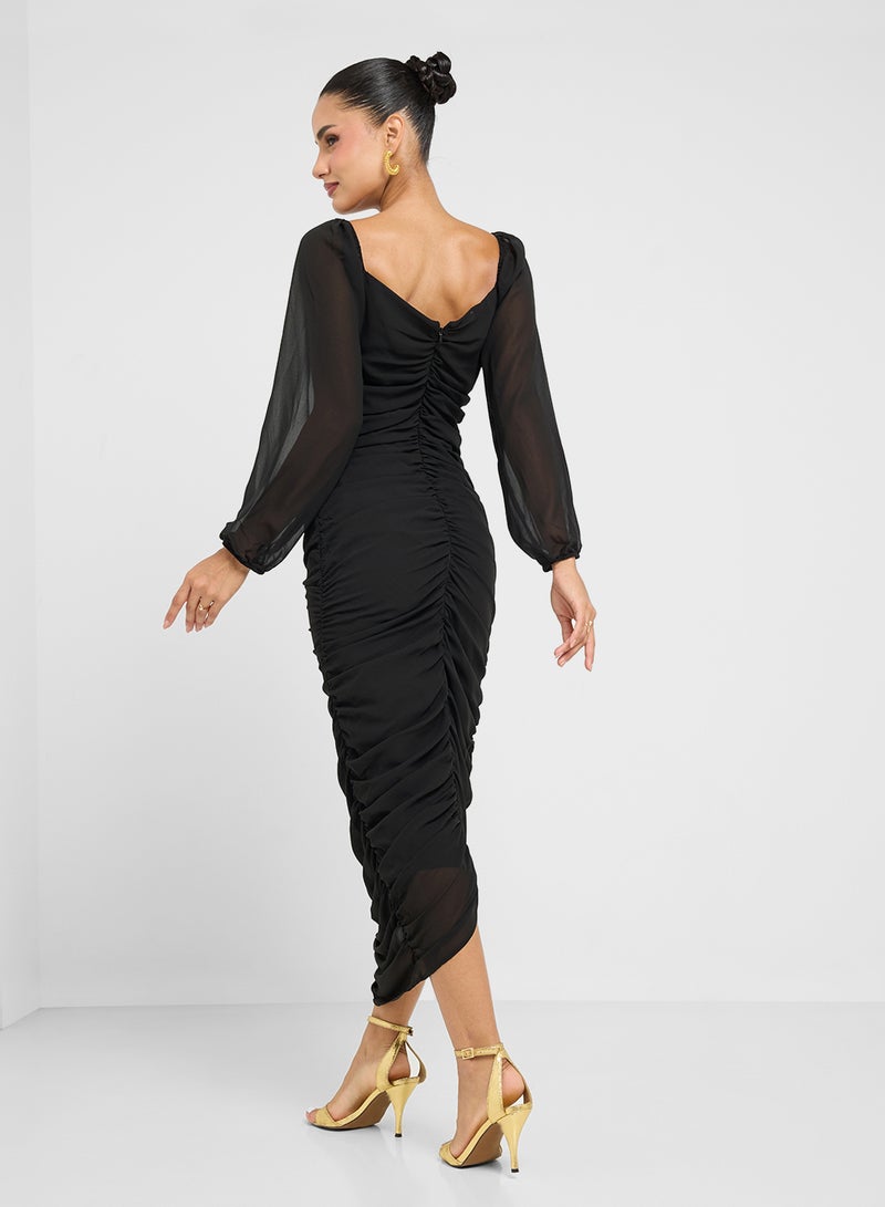 Ginger Ruched Sleeve Midi Dress  - Image 2