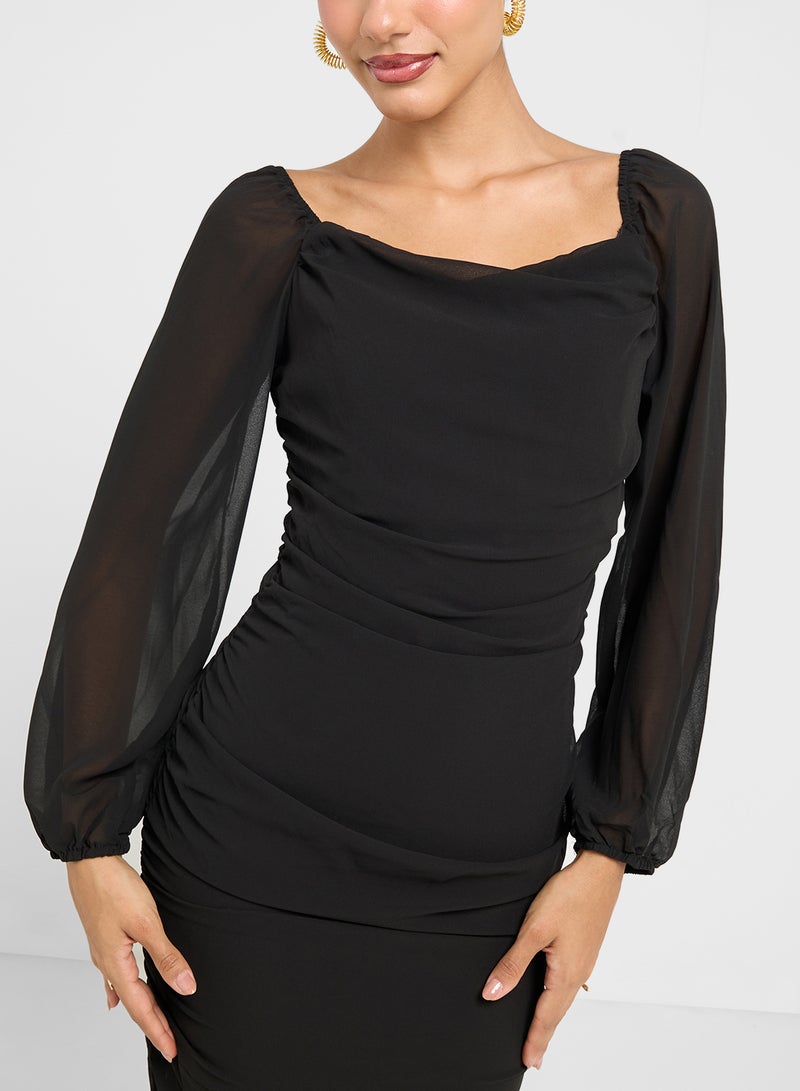 Ginger Ruched Sleeve Midi Dress  - Image 3
