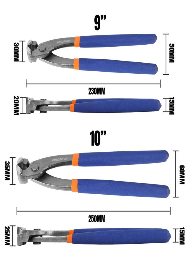 WADFOW Nail Puller,Pliers,End Cutting Pliers, Carpenter Pincer Tool,Ear Clamp Nail Puller Pliers for Pulling Nails or Cutting Wires,2 PCS Pliers Set, 9" and 10",WPS8302, Blue - Image 2