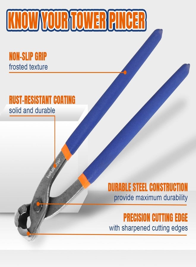 WADFOW Nail Puller,Pliers,End Cutting Pliers, Carpenter Pincer Tool,Ear Clamp Nail Puller Pliers for Pulling Nails or Cutting Wires,2 PCS Pliers Set, 9" and 10",WPS8302, Blue - Image 4