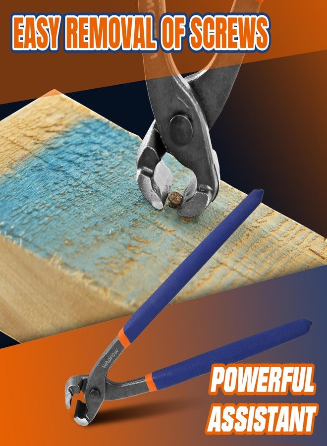 WADFOW Nail Puller,Pliers,End Cutting Pliers, Carpenter Pincer Tool,Ear Clamp Nail Puller Pliers for Pulling Nails or Cutting Wires,2 PCS Pliers Set, 9" and 10",WPS8302, Blue - Image 3