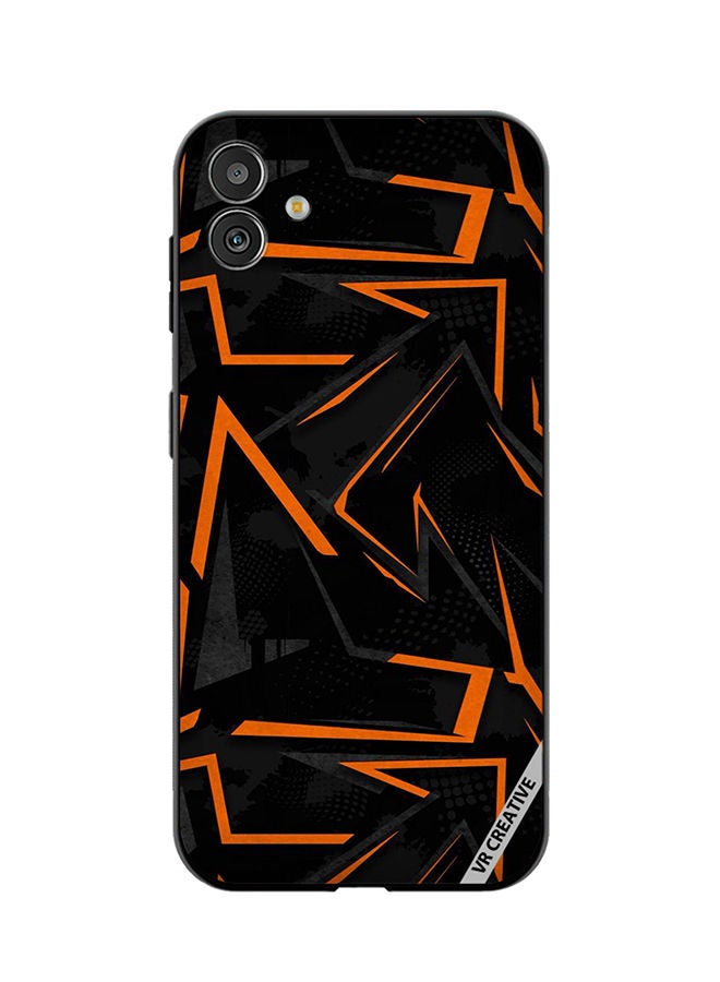 VR CREATIVE Protective Case Cover For Samsung Galaxy F14 Black & Orange Pattern Design Multicolour - Image 1