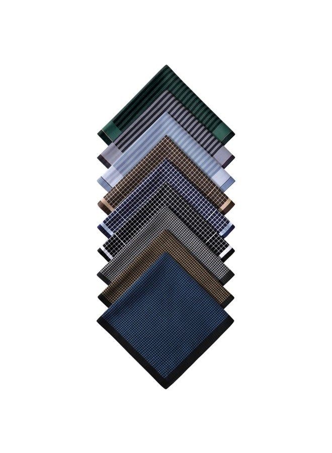 DoreenBeads Handkerchiefs for Men Soft Classic Checkered Striped Cotton Mens Hankies, Pack of 9, 17 x 17 Inches, Gingham & Checks-9pcs, 17" x 17" - Image 1