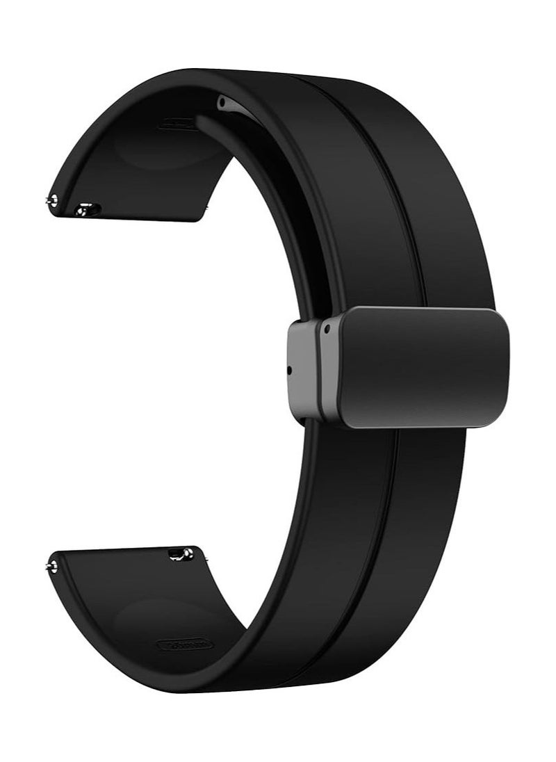 DUSALA Magnetic Watch Band 22mm - Quick Release - Skin-Friendly Soft Silicone Sport Watch Band for Men Women, Magnetic Folding Clasp Silicone Strap (Black) - Image 1