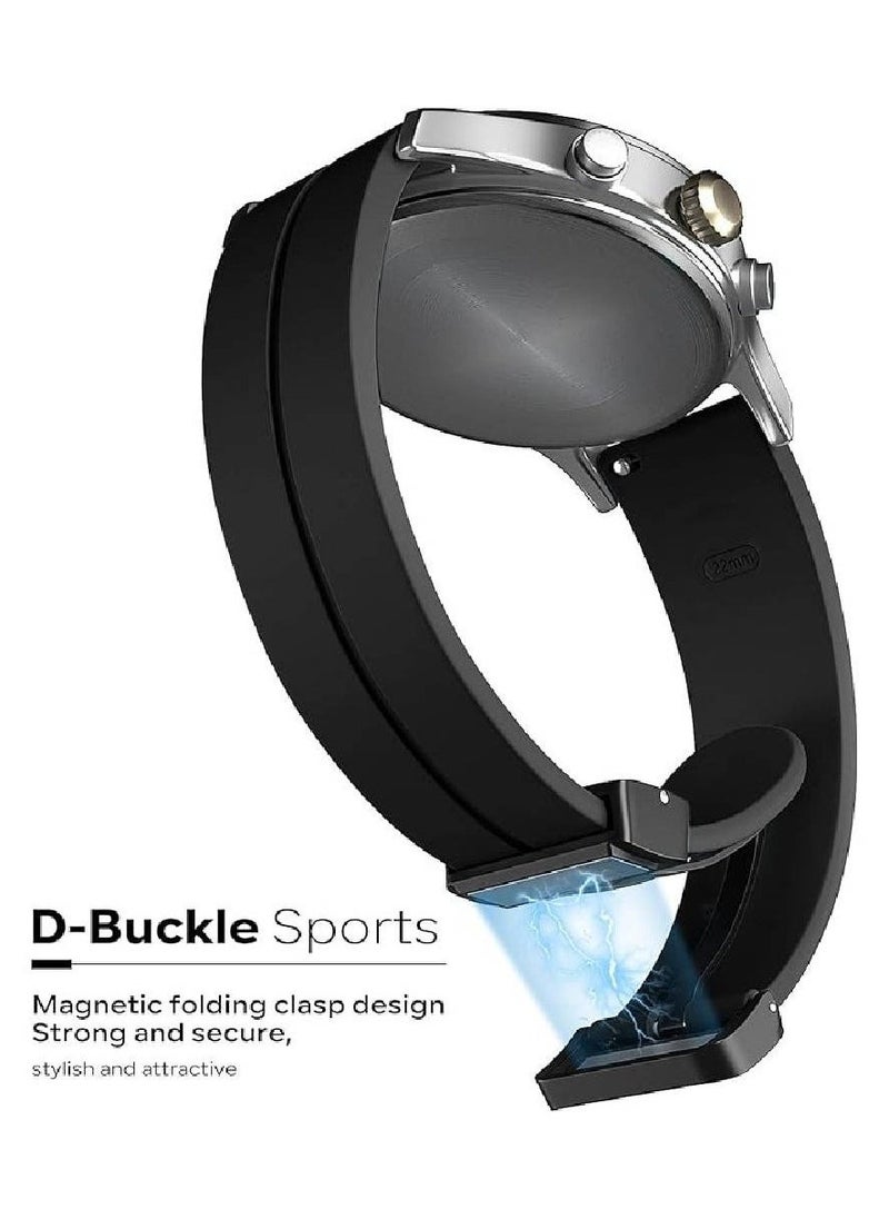 DUSALA Magnetic Watch Band 22mm - Quick Release - Skin-Friendly Soft Silicone Sport Watch Band for Men Women, Magnetic Folding Clasp Silicone Strap (Black) - Image 2