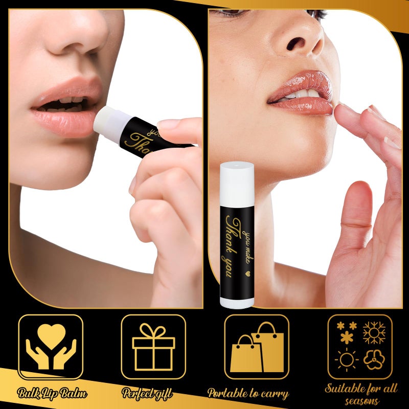 Sacubee 30 Pack Employee Appreciation Gift Lip Balms Bulk Staff Teacher Team Volunteer Thank You Gift Nurse Volunteers Appreciation Party Favor for Women Men Coworkers(Cool,Black Gold) - Image 5