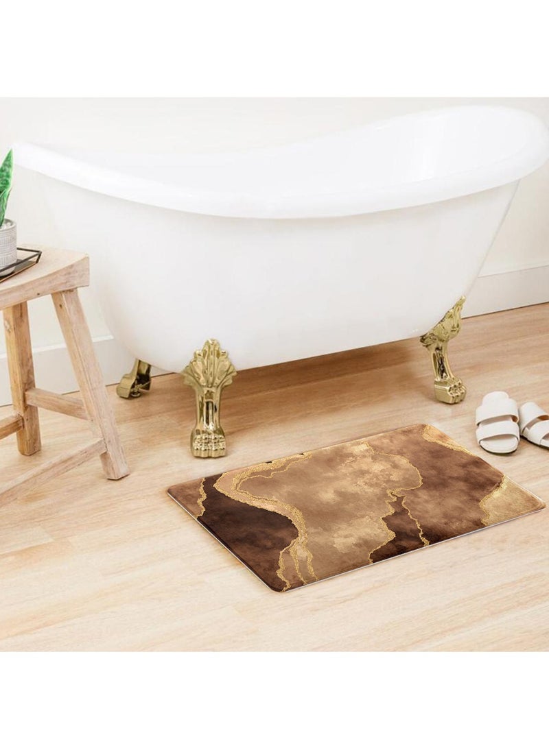 ريزاريز سجادة باب تجريدية ذهبية نحاسية فائقة النعومة من النحاس الأصفر، مانعة للانزلاق قابلة للغسل، 50 × 80 سم - Image 3