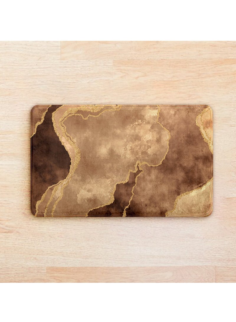 ريزاريز سجادة باب تجريدية ذهبية نحاسية فائقة النعومة من النحاس الأصفر، مانعة للانزلاق قابلة للغسل، 50 × 80 سم - Image 2
