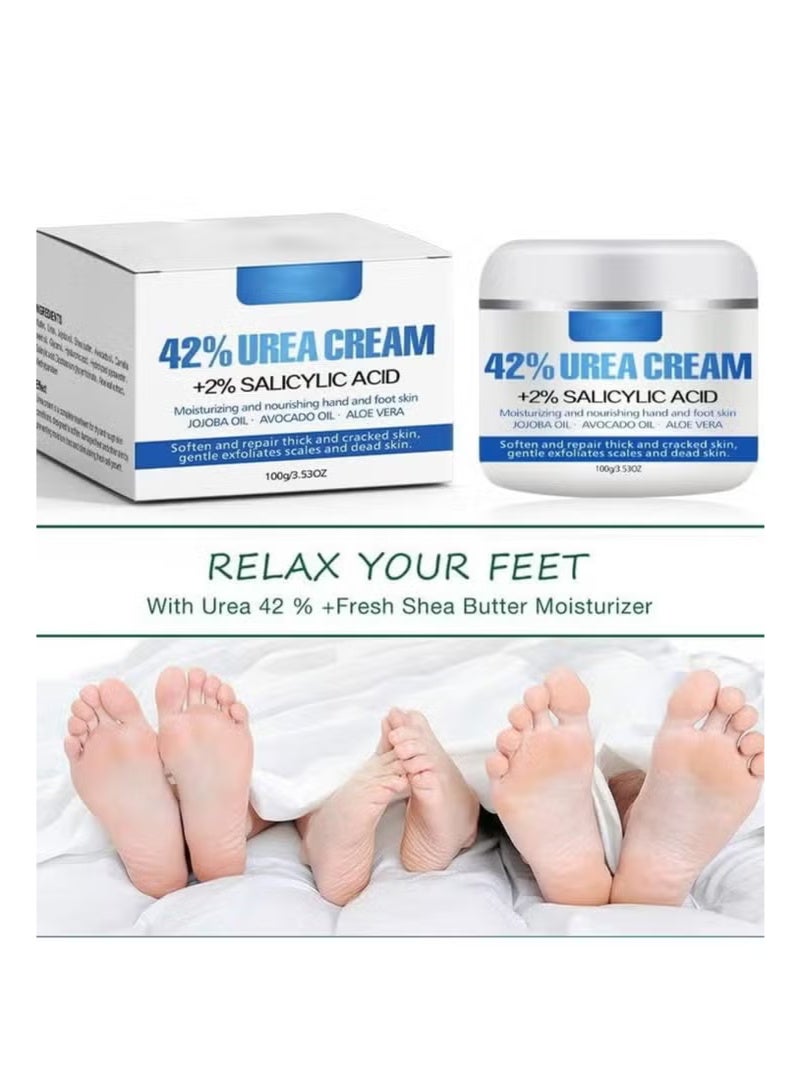 ISSUWEN Urea Cream for Foot 42% +2% Salicylic Acid, Foot & Hand Cream for Feet Maximum Strength Moisturizes Nourishes Softens Dry, Rough, Exfoliates Dead Skin Callus Remover For Feet 3.53oz - Image 1