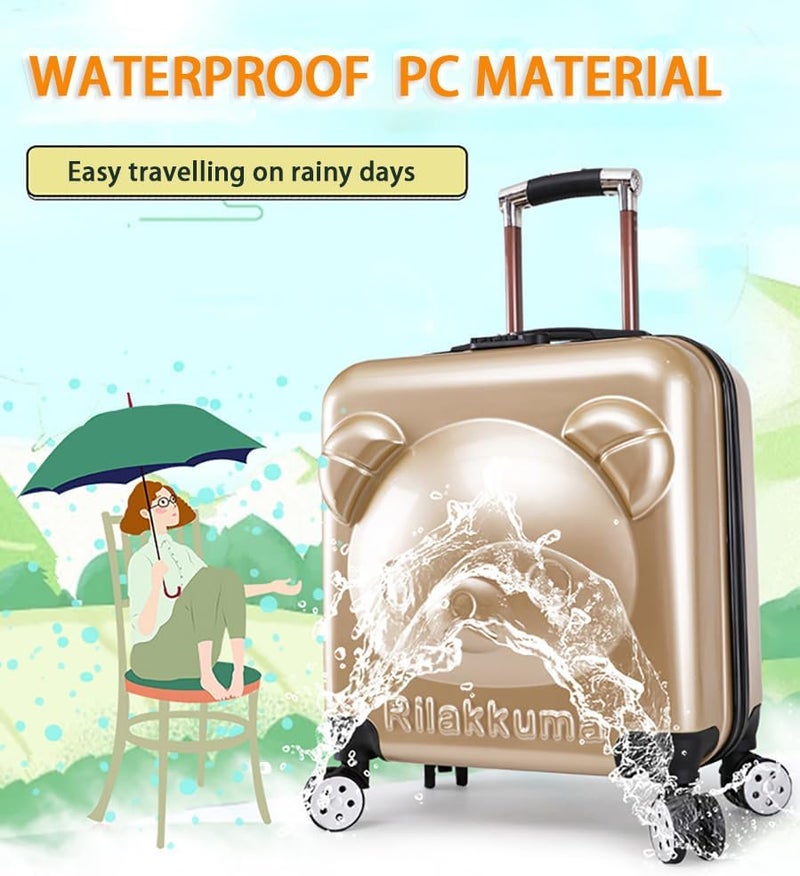 Mumoo Bear 20 Inch Kids Luggage Children Carry On Rolling Suitcase 3D Cartoon Animal Trolley Case For Boys Girls Travel And School (Bear, Silver) - Image 4