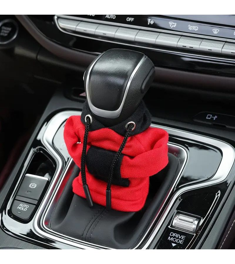 Black And Red Hooded Sweatshirt Gear Shift Cover Car Gear Knob Cover Gear Lever Sleeve Dustproof Protector For Shifting Automotive Accessories Gift For Friends - Image 4
