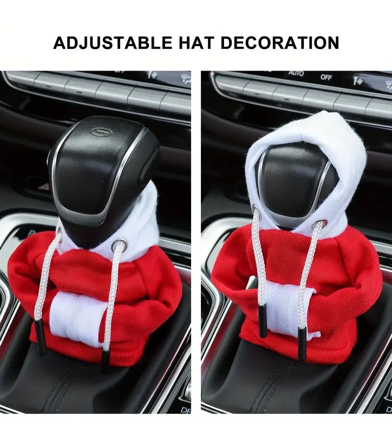 Black And Red Hooded Sweatshirt Gear Shift Cover Car Gear Knob Cover Gear Lever Sleeve Dustproof Protector For Shifting Automotive Accessories Gift For Friends - Image 1