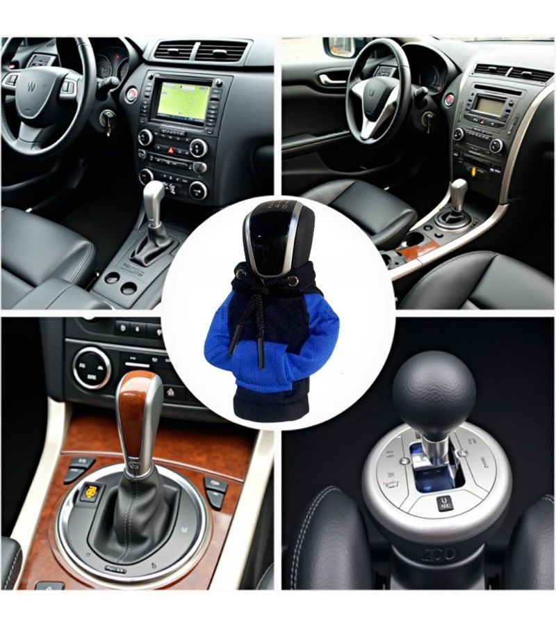 Black And Red Hooded Sweatshirt Gear Shift Cover Car Gear Knob Cover Gear Lever Sleeve Dustproof Protector For Shifting Automotive Accessories Gift For Friends - Image 2
