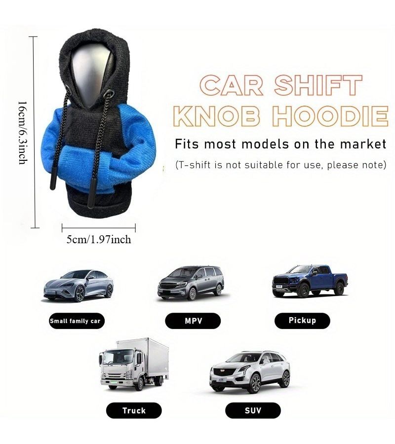 Black And Red Hooded Sweatshirt Gear Shift Cover Car Gear Knob Cover Gear Lever Sleeve Dustproof Protector For Shifting Automotive Accessories Gift For Friends - Image 3