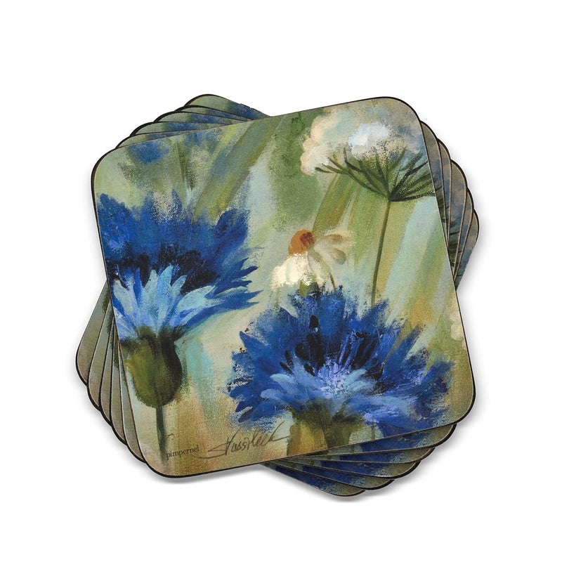 Pimpernel Fleur Des Champs Collection Coasters | Set of 6 | Cork Backed Board | Heat and Stain Resistant | Drinks Coaster for Tabletop Protection | Measures 4” x 4” - Image 1