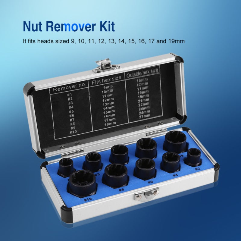 11pcs Nut Extractor Kit Screw Extractor Damaged Bolt Remover Broken Stud Spanner with Storage Case - Image 4