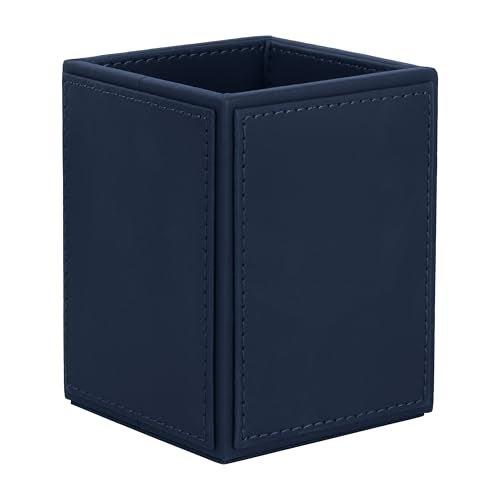 V-CUBE DESIGNS Premium Vegan Leather Pen Holder for Desk & Study Table Accessory | Marker/Pencil Stand for Student | Stationery Organizer for Office Table & Home | 6mm Thickness with MDF Core | Blue - Image 2
