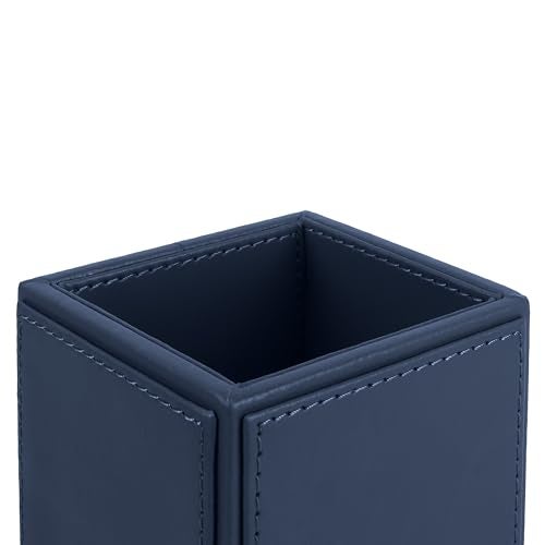 V-CUBE DESIGNS Premium Vegan Leather Pen Holder for Desk & Study Table Accessory | Marker/Pencil Stand for Student | Stationery Organizer for Office Table & Home | 6mm Thickness with MDF Core | Blue - Image 3