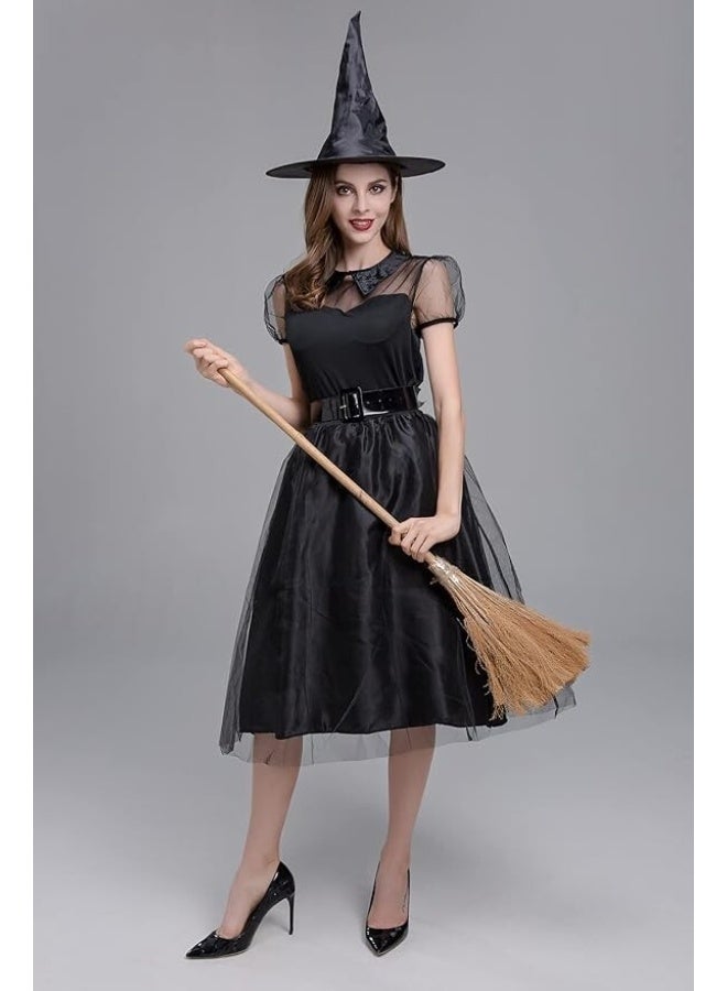 Toyland Women's Witch Costume with Hat & Broom – Halloween Party Dress Up Set - Image 3